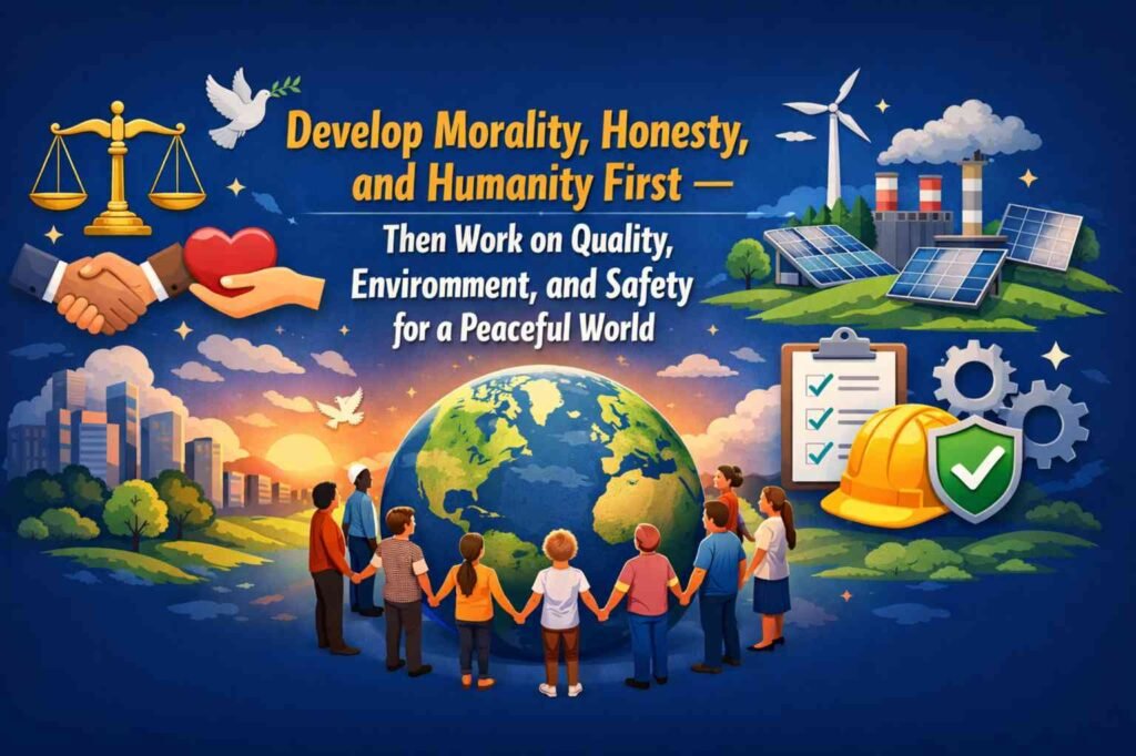 Develop Morality, Honesty, and Humanity First — Then Work on Quality, Environment, and Safety for a Peaceful World